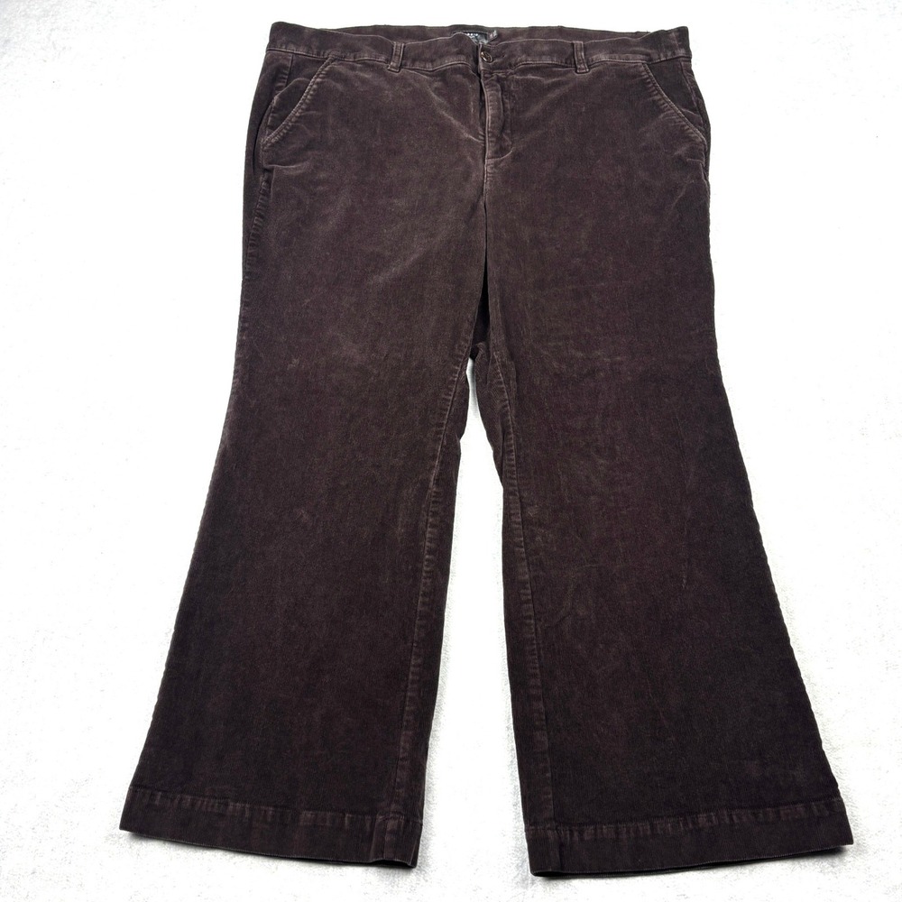 Torrid Womens Plus 24R Wide Leg Corduroy Pants Brown Stretch Flare Trousers 24